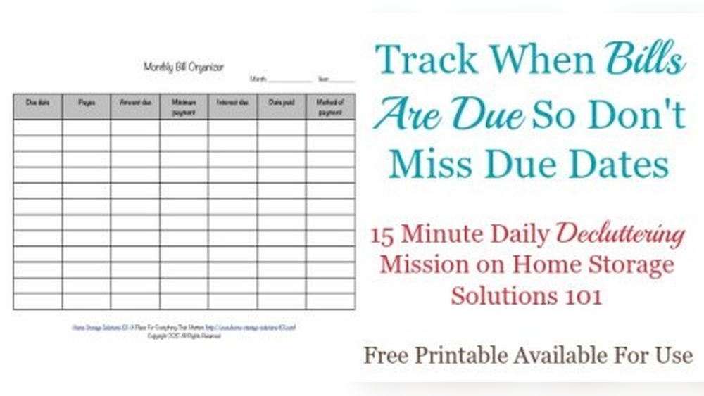 Monthly Bill Organizer Home Storage Solutions