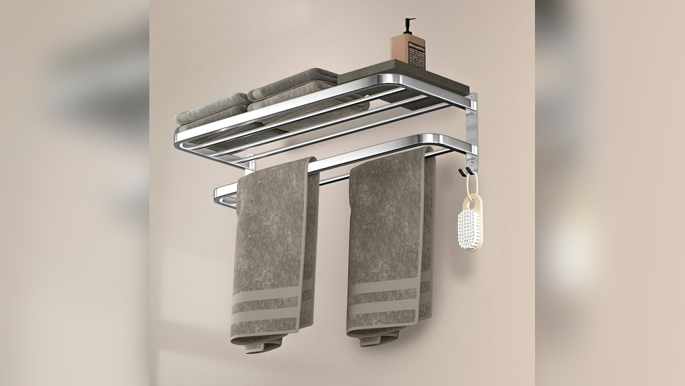 How High Towel Rack With Hooks And Shelf