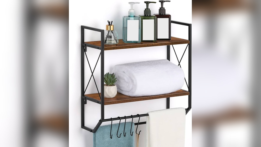 How to Hang Floating Shevles Over Towel Rack